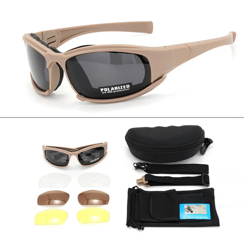 New 4 Lens Tactical Goggles - Polarized Windproof & Dustproof Safety