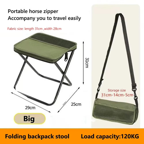 Folding stool for outdoor leisure, camping, and hiking fishing trips,