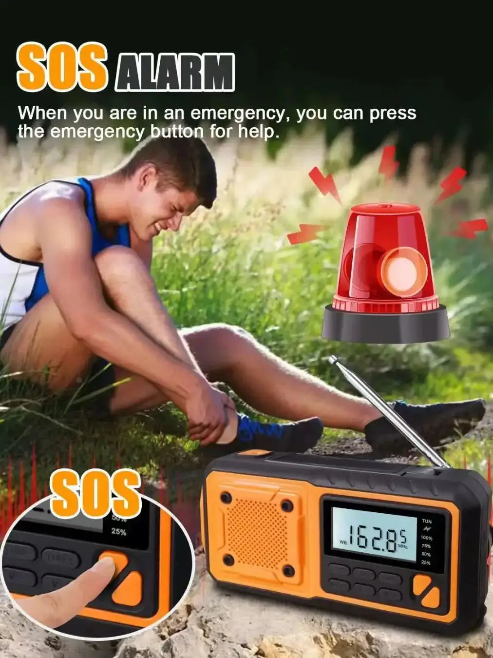 4000mAh Emergency Portable Solar Power Radio with Hand Crank Charging