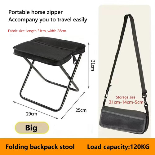 Folding stool for outdoor leisure, camping, and hiking fishing trips,