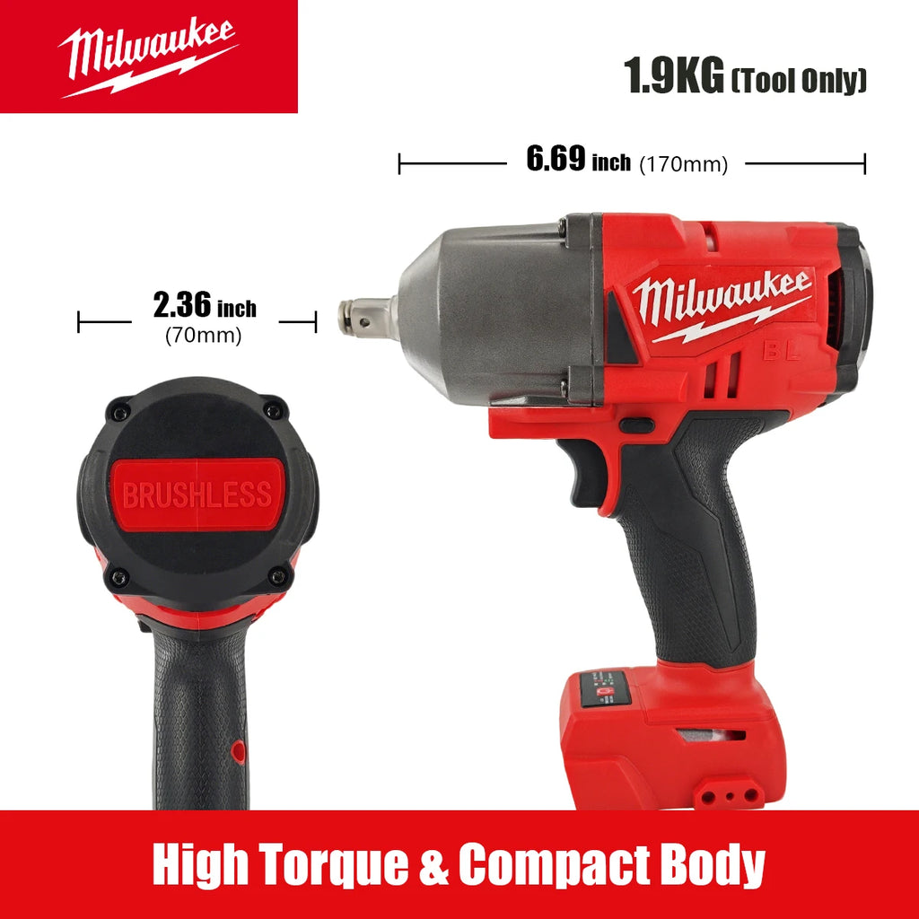 Milwaukee M18 High Torque 1300N.m 2000RPM Brushless Cordless 1/2"