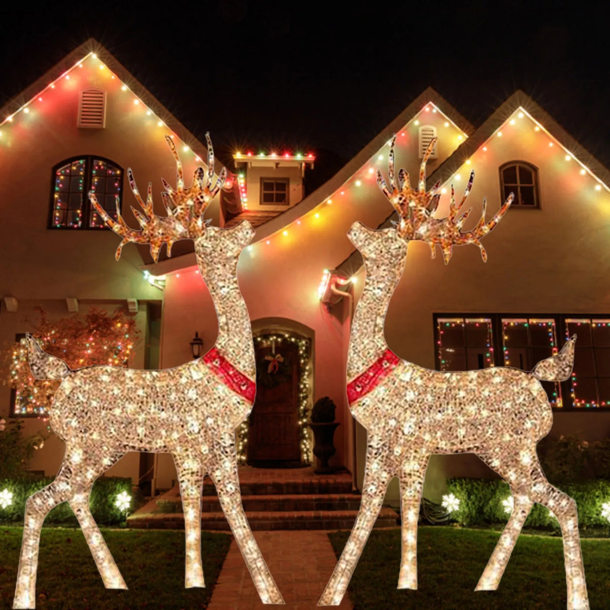 Christmas Lighted Deer Decoration Light Led Reindeer Elk Luminous Sculptures Garden Lawn Outdoor Yard Christmas Drop Ornaments