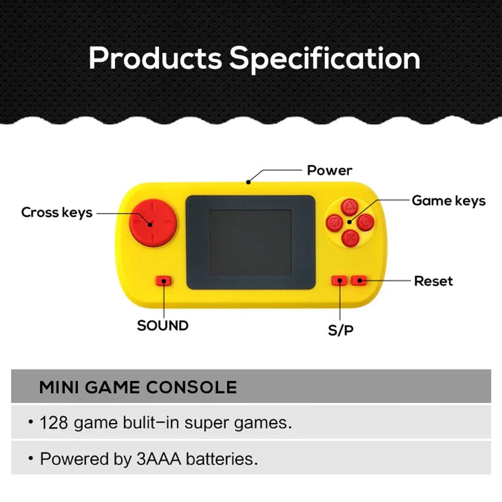 GAMINJA GC32 Classic Retro Handheld Game Console Portable Video Game Player 2.4 Inch TFT Screen 128 Built-in Classic Games