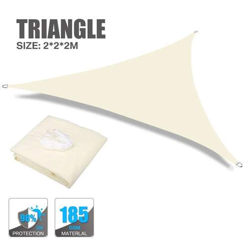 Beige Sun Shade Sail Rectangle Square Triangle Canopy Awning Cloth UV