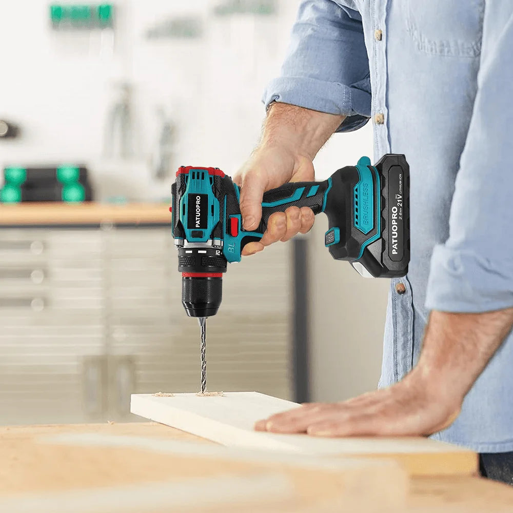 10mm Brushless 2-Speed Electric Drill Cordless Drill Screwdriver Metal