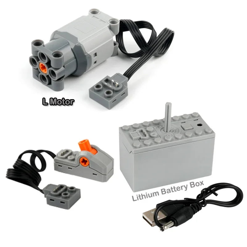 M/L/XL/Servo Motor Technical Building Blocks Parts Power Functions Lithium Battery Box 8883 88004 PF Bricks DIY Toys Accessories