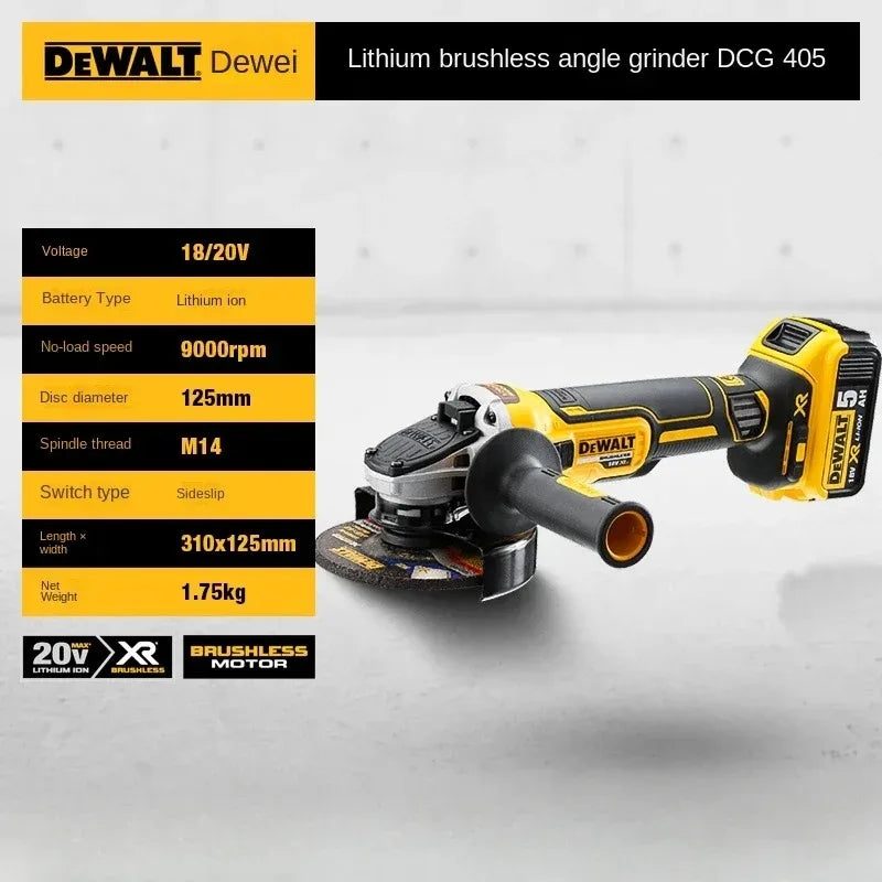 DEWALT DCG405 125mm flat head angle grinder bare machine tool cutting