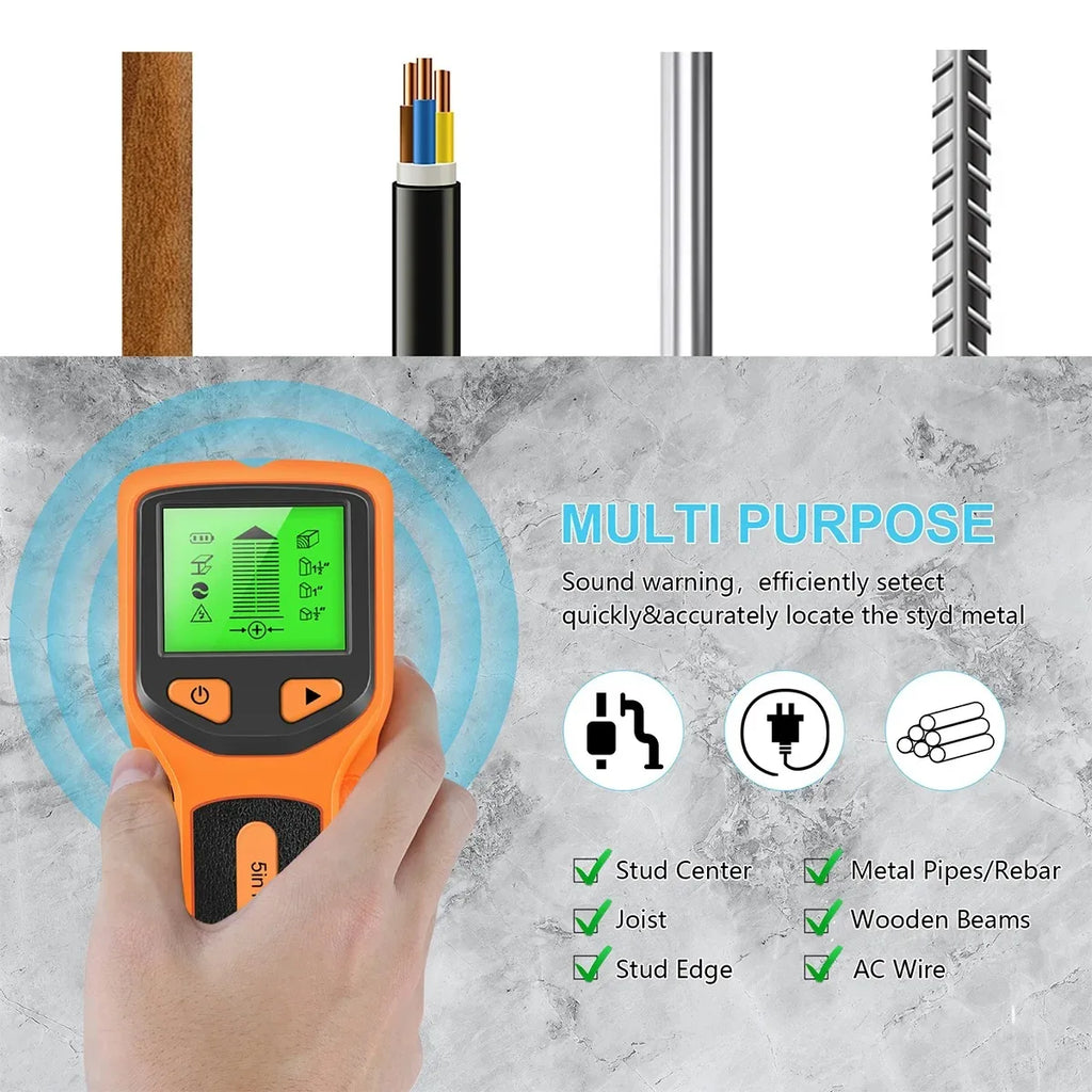 5 In 1 Professional Wall Stud Finder Metal Detector Wires Depth