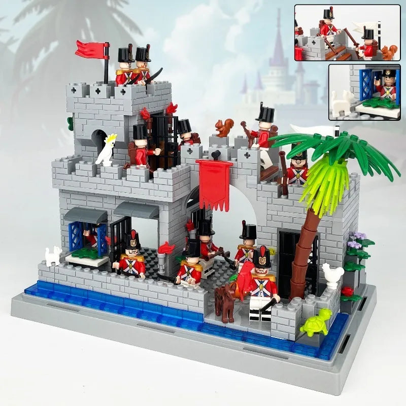 Medieval Pier Towers, Watchtowers, Cages, Explosion-Proof Cars, Scene Accessories for Assembling Small Particle Building Blocks.