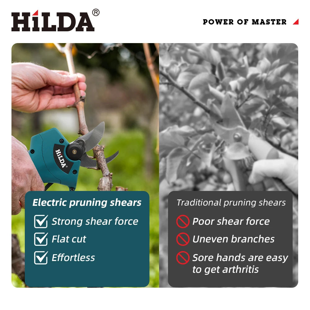 HILDA Brushless Electric Pruning Shears Cordless Fruit Tree Branches