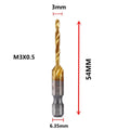 Hex Shank Titanium Plated HSS Screw Thread Metric Tap Drill Bits Screw