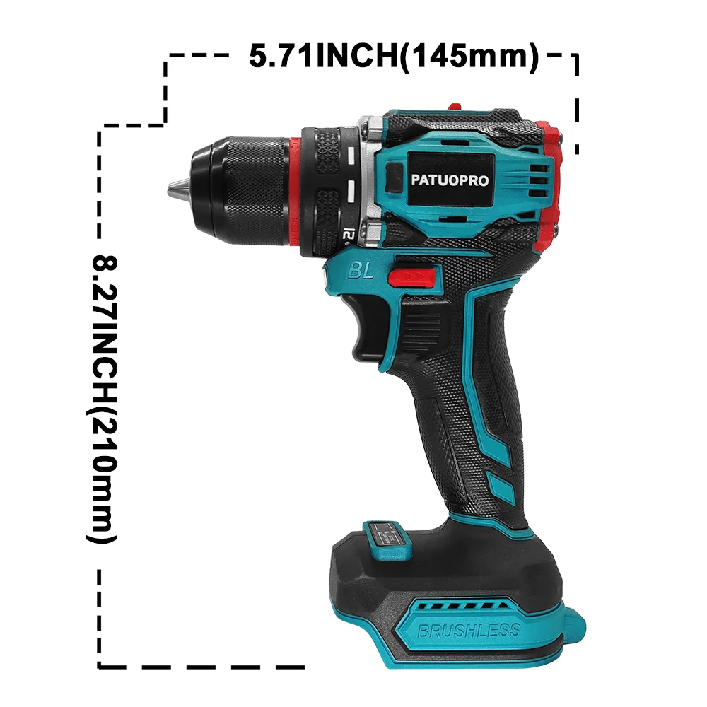 10mm Brushless 2-Speed Electric Drill Cordless Drill Screwdriver Metal