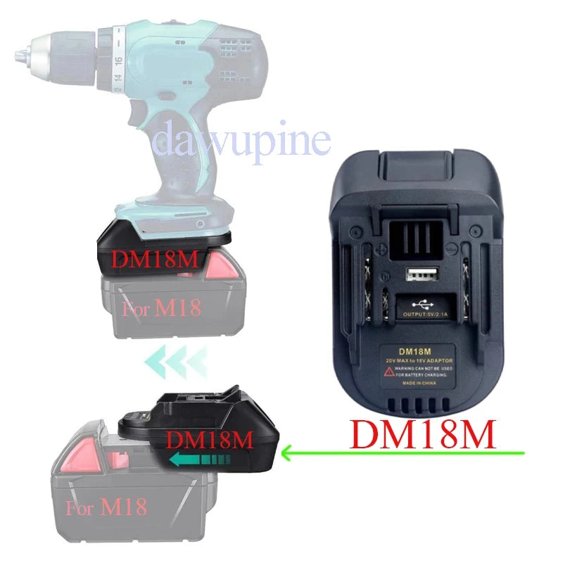 DM18M Converter Adapter For Milwaukee For M18 For Dewalt 20V Li-ion