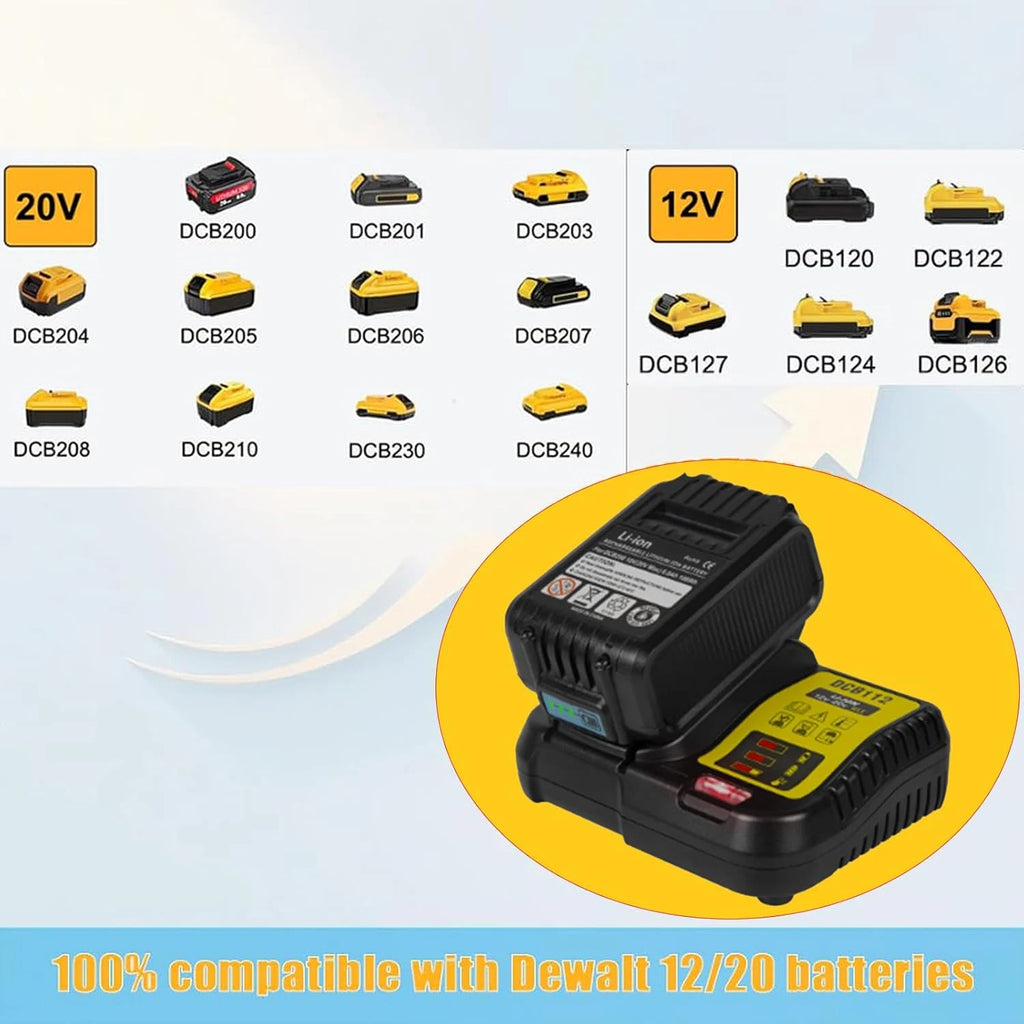 DCB112 Battery Charger For Dewalt 10.8V 12V 14.4V 18V 20V DCB206