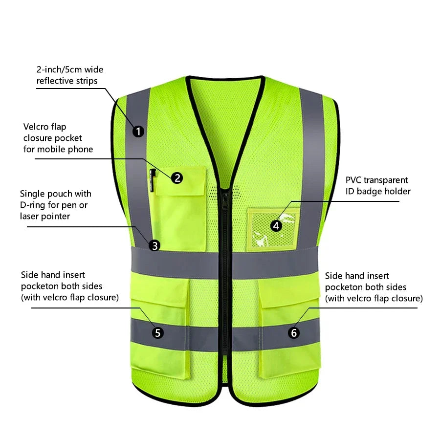 Adjustable Safety High Reflective Visibility Vest Reflective Security
