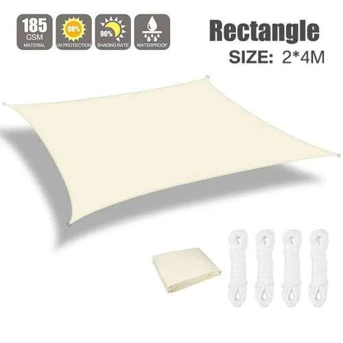 Beige Sun Shade Sail Rectangle Square Triangle Canopy Awning Cloth UV