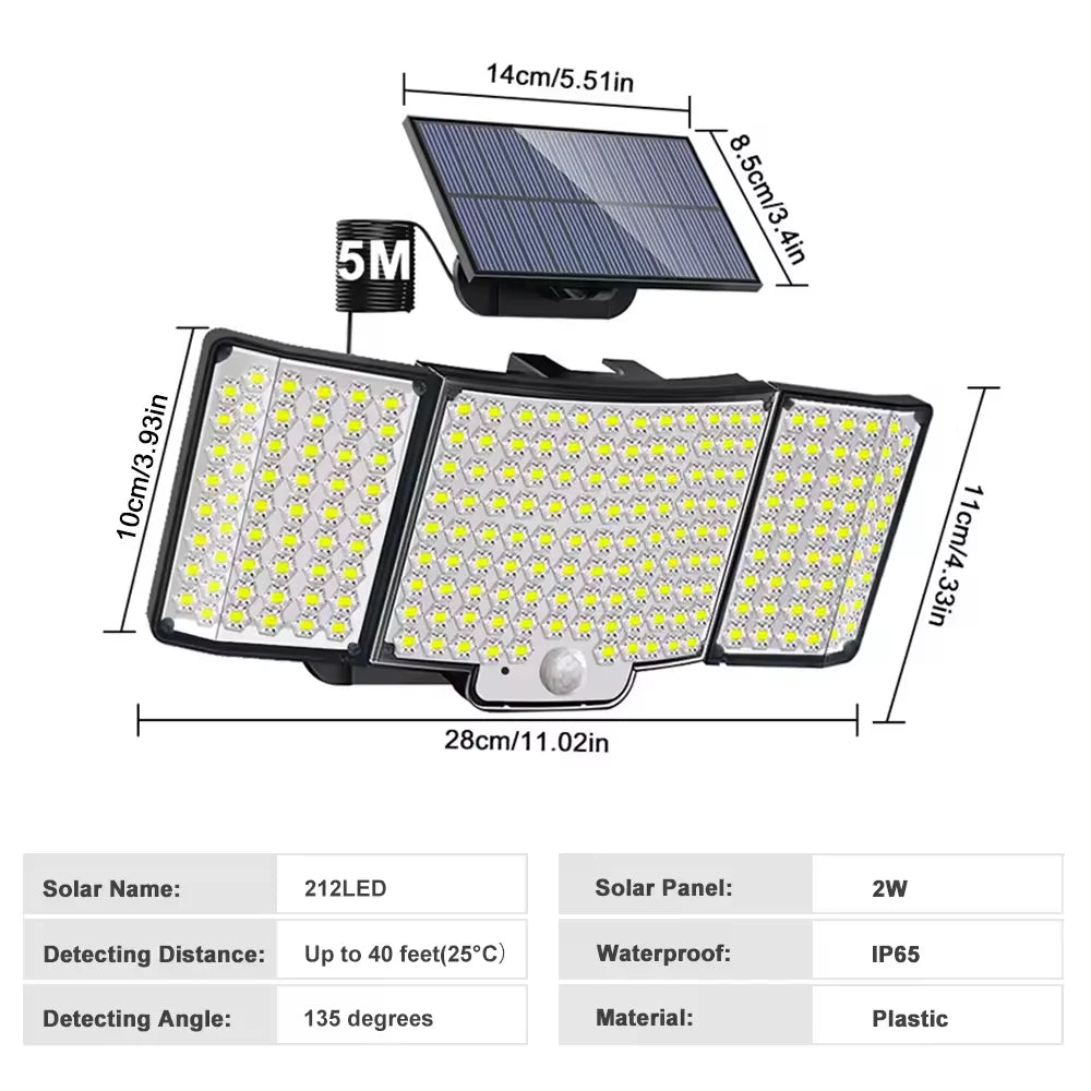 234LED Solar Lights Outdoor With 3 Modes Motion Sensor Solar Flood