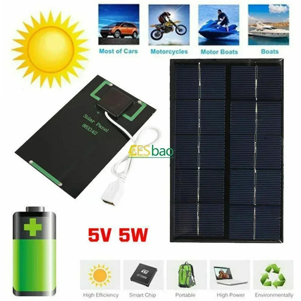 5V 5-35W Portable Solar Panel USB Charger for Phone Power Bank Outdoor