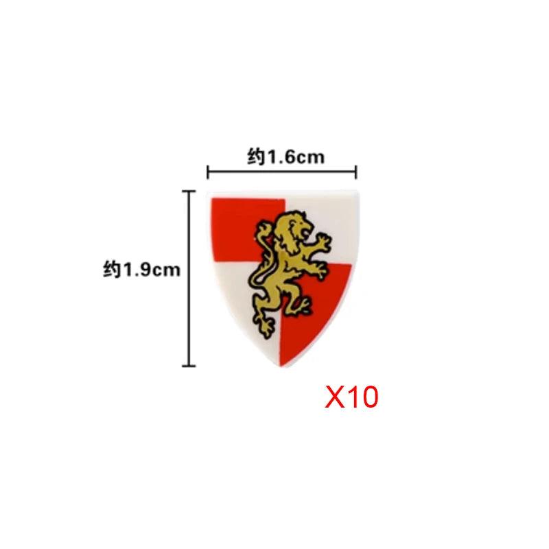 Medieval Weapons Accessories Building Blocks Solider Castle Knight Legion Red Lion Black Eagle Armor Cloak Shield Dragon Bricks