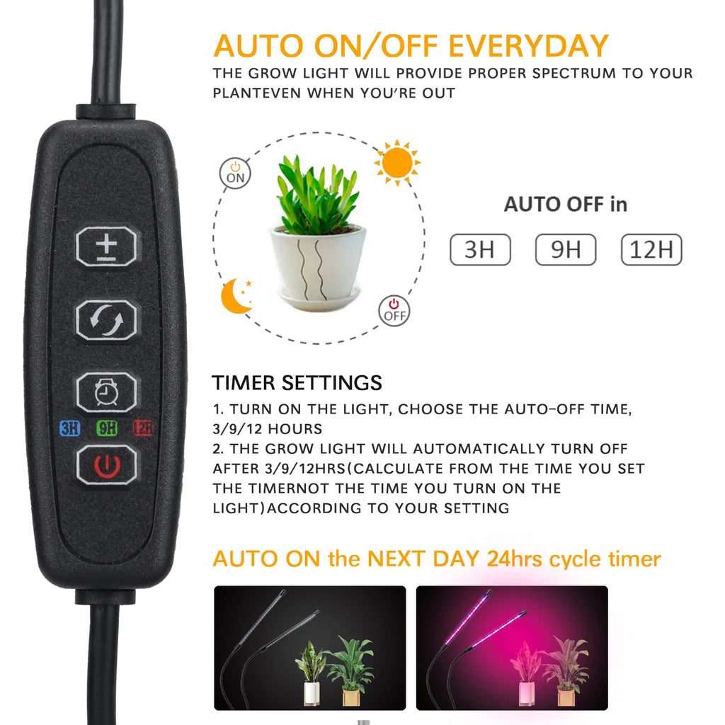 USB LED Plant Grow Light Indoor Garden 10 Dimmable Levels Grow Light