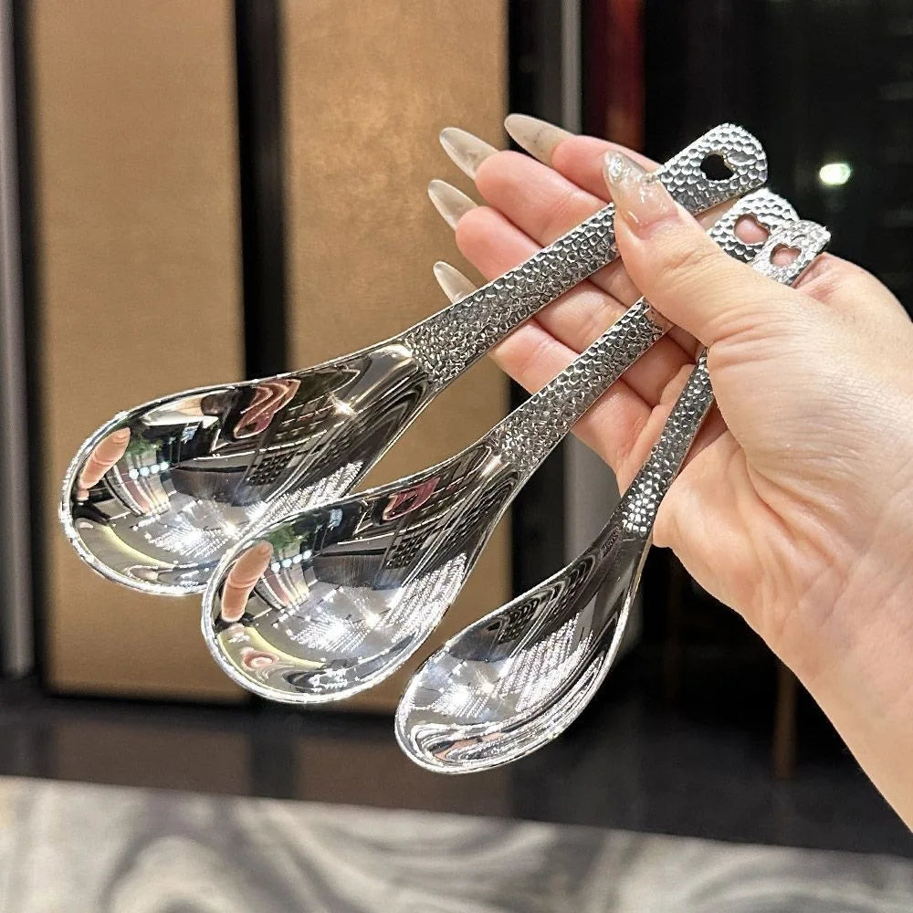 Retro-style Hammered Spoon Hammer-patterned Spoon Thickened Household
