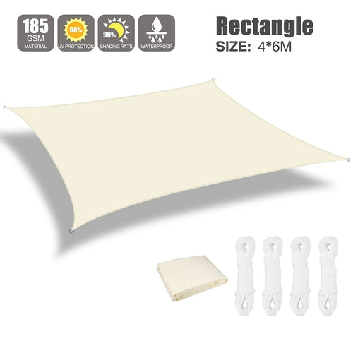 Beige Sun Shade Sail Rectangle Square Triangle Canopy Awning Cloth UV