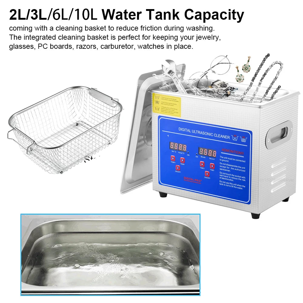 Ultrasonic Cleaner 2L 3L 6L 10L Ultrasound Bath for Glasses Jewelry