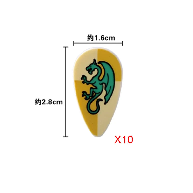 Medieval Weapons Accessories Building Blocks Solider Castle Knight Legion Red Lion Black Eagle Armor Cloak Shield Dragon Bricks