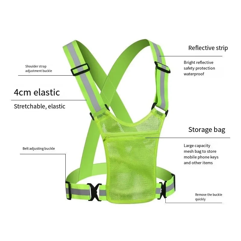 4 Colors Unisex Light High Visibility Safety Vest With Storage Bag