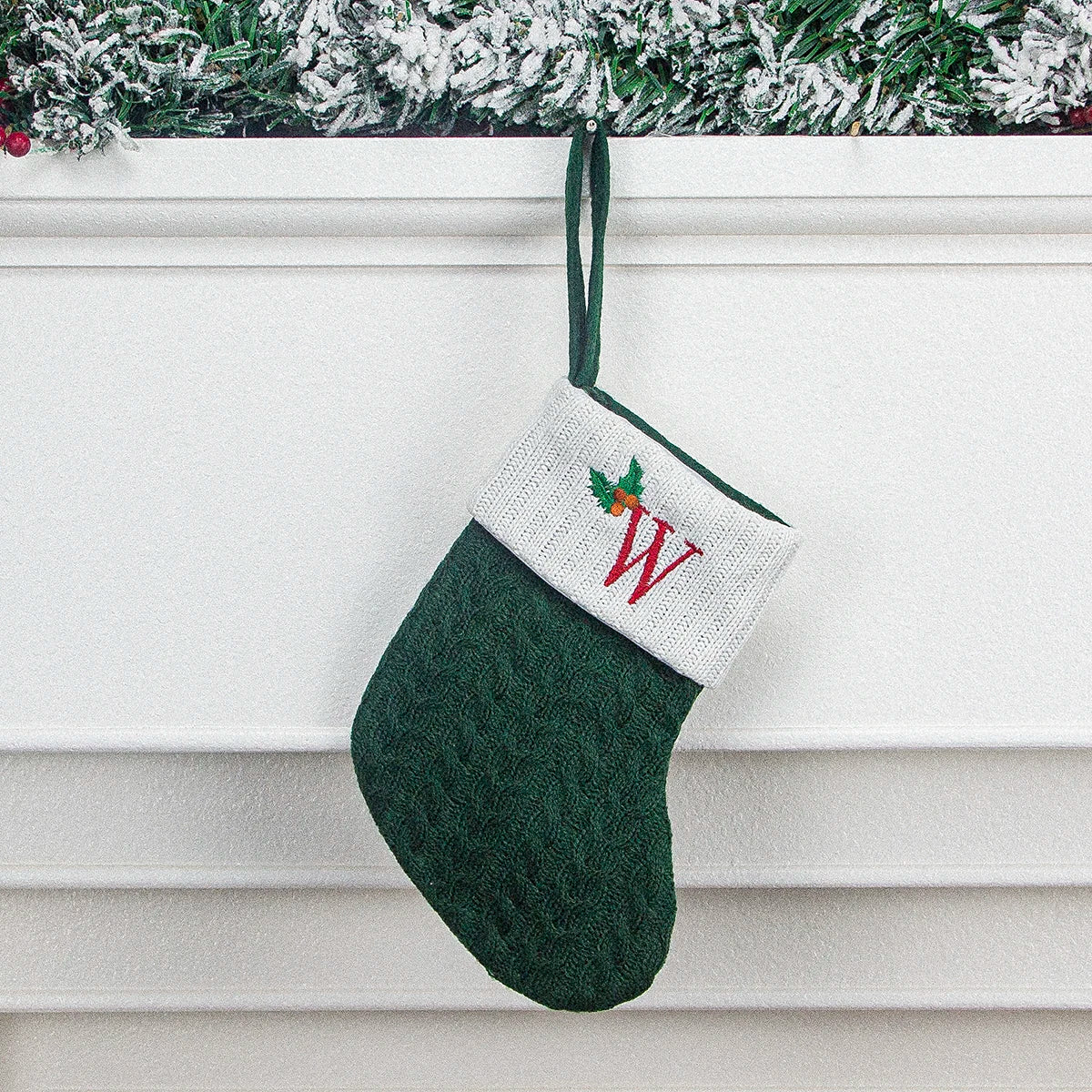 Christmas stocking festival decorations, green 26-letter Christmas tree pendant gift bag socks hotel party supplies hanger