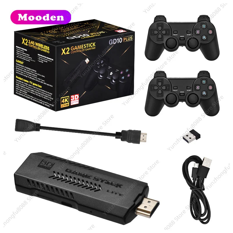 L GD10 Plus Game Stick 4k Black Box X2 Game Console 4k High Definition Retro Video Game Console GD10 64GB 30000 Games
