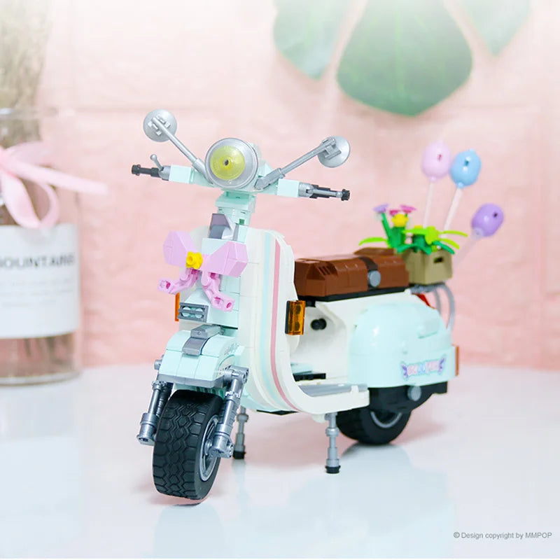 LOZ-1117 Little Sheep motorcycle takeout electric car mini model creative decoration for boys and girls building blocks toy gift