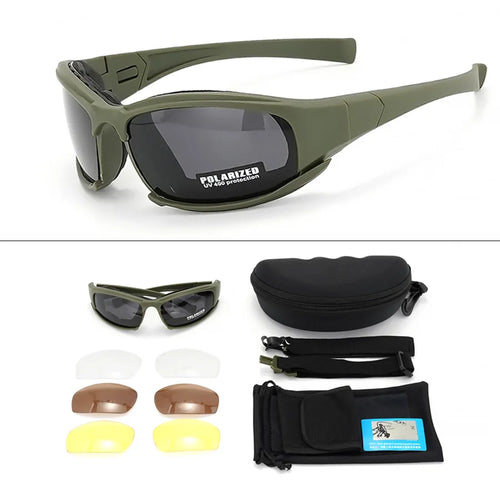 New 4 Lens Tactical Goggles - Polarized Windproof & Dustproof Safety