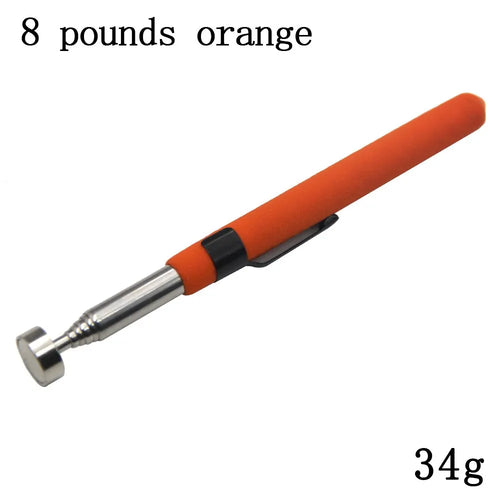 8 Pound Magnetic Retractable Pickup Orange Suction Iron Rod Portable