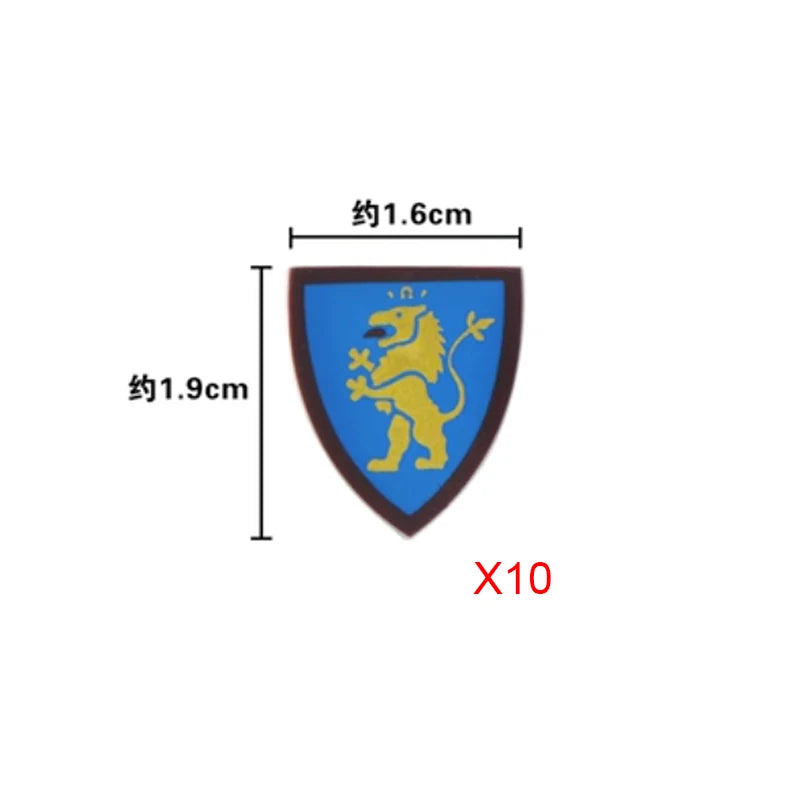 Medieval Weapons Accessories Building Blocks Solider Castle Knight Legion Red Lion Black Eagle Armor Cloak Shield Dragon Bricks