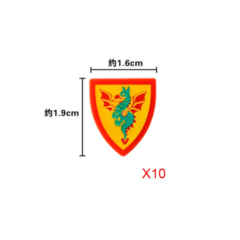Medieval Weapons Accessories Building Blocks Solider Castle Knight Legion Red Lion Black Eagle Armor Cloak Shield Dragon Bricks