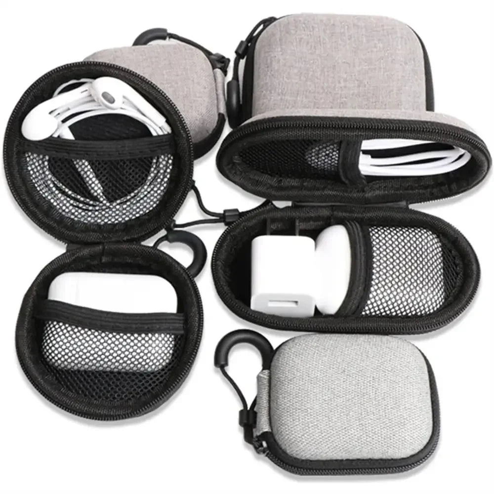 Small Earphone Storage Bags Hard Shell Data Cable Organizer Bag Mini