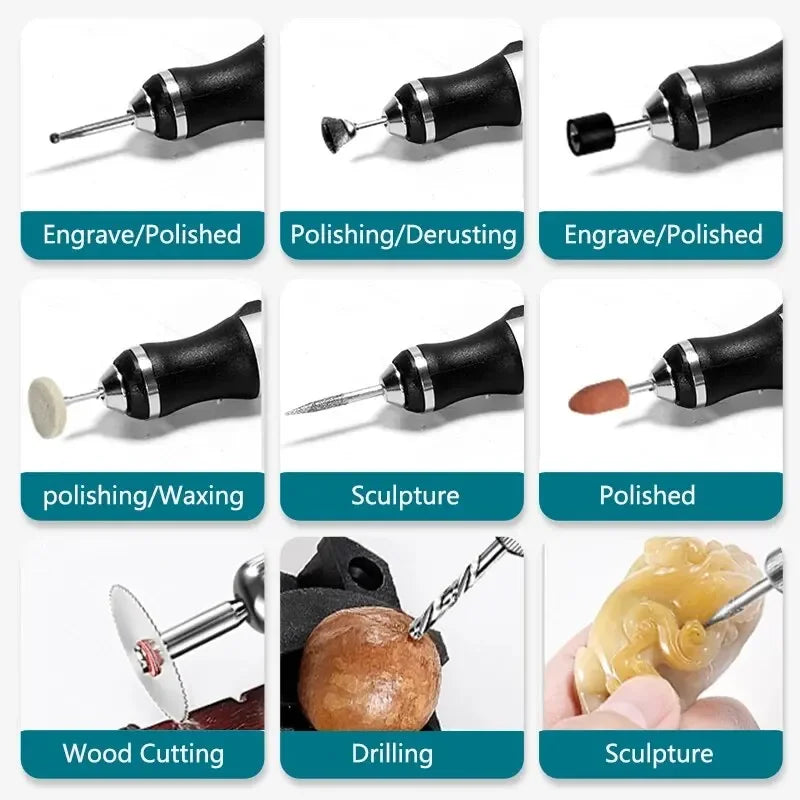 USB Cordless Rotary Tool Kit Woodworking Engraving Pen DIY For Jewelry