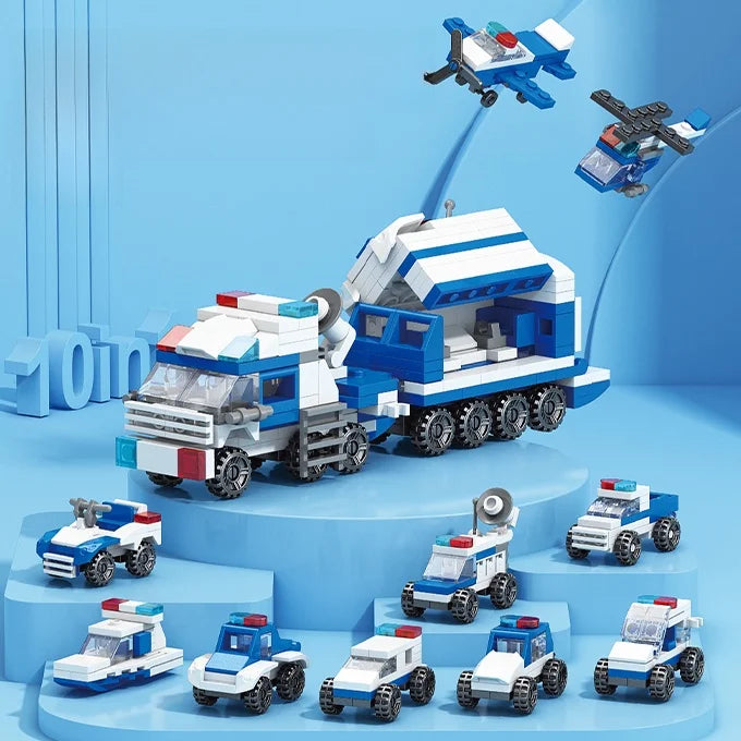 Lele Brothers 10-in- Special Firefighting Cloud Ladder Assembly Model Boys Building Blocks Puzzle Toy Educational Logic Trai...