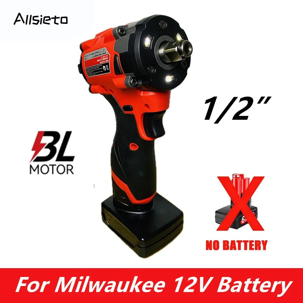 For Milwaukee 12V Battery Small Electric Wrench Brushless 1/2” Battery