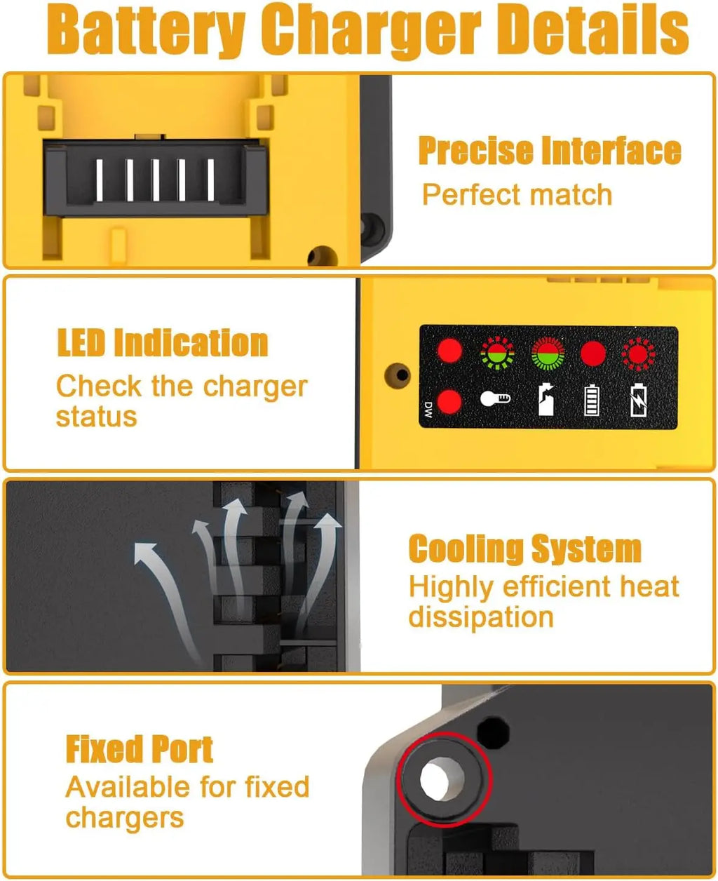 Portable Dual Ports Charger For Dewalt 14.4V-18V Lithium Battery