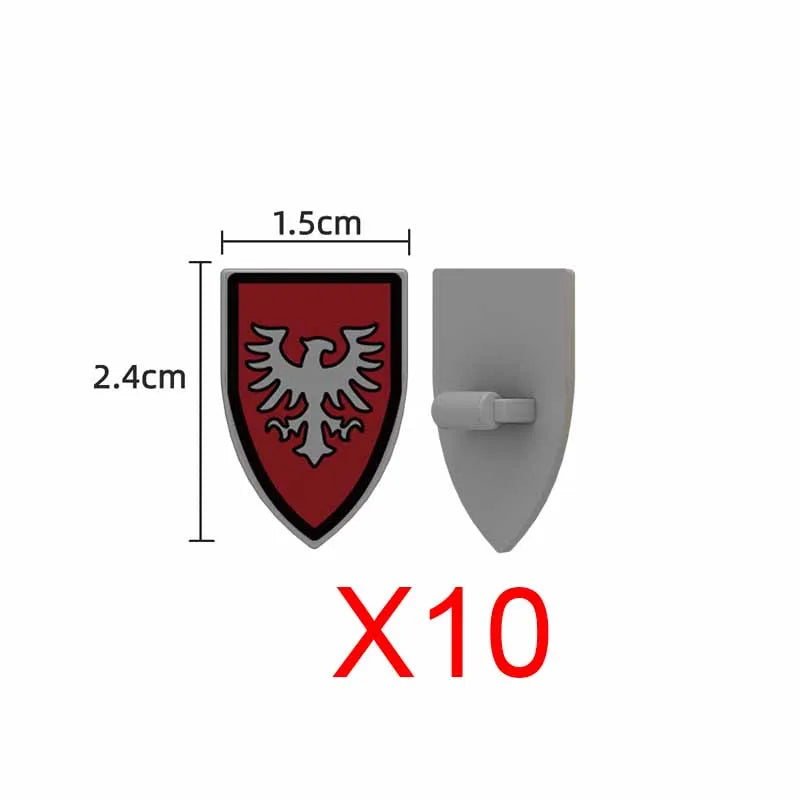 Medieval Weapons Accessories Building Blocks Solider Castle Knight Legion Red Lion Black Eagle Armor Cloak Shield Dragon Bricks