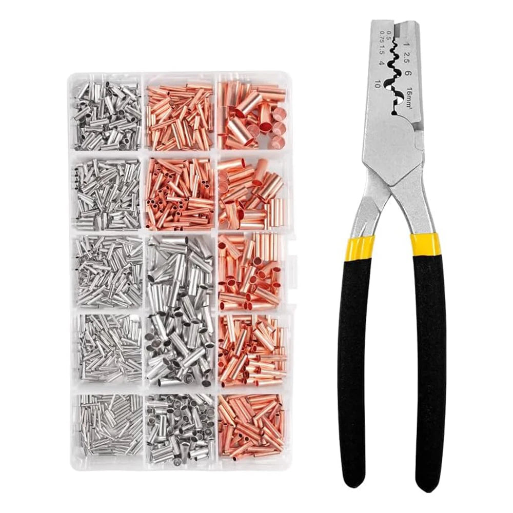 970pcs Copper Connecting Pipe Wire Joint Small Copper Tube Terminal