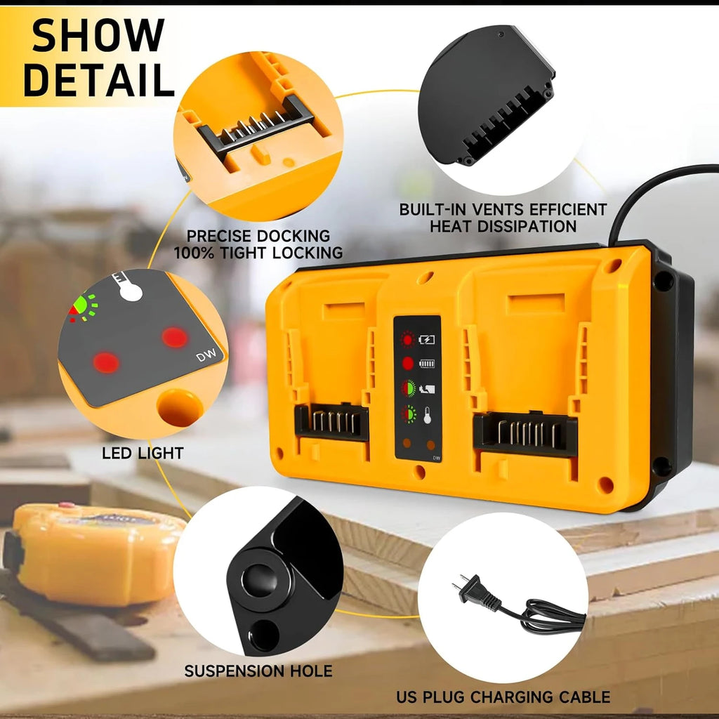 90W Fast Dual Battery Charger Replacement for Dewalt 18V 20V Lithium