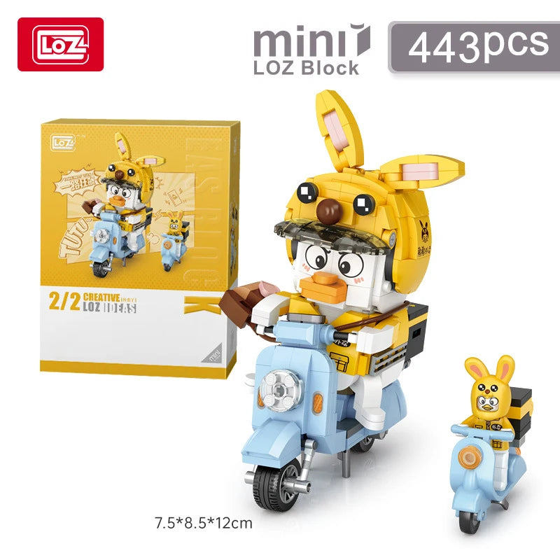 LOZ-1117 Little Sheep motorcycle takeout electric car mini model creative decoration for boys and girls building blocks toy gift