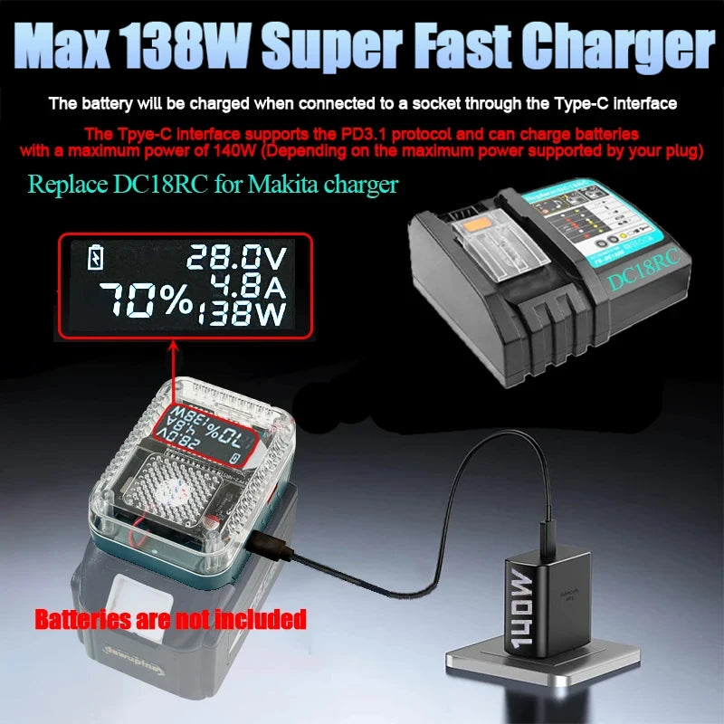 Lithium Battery Case Adapter For Makita 18V For DeWalt 20V For Bosch