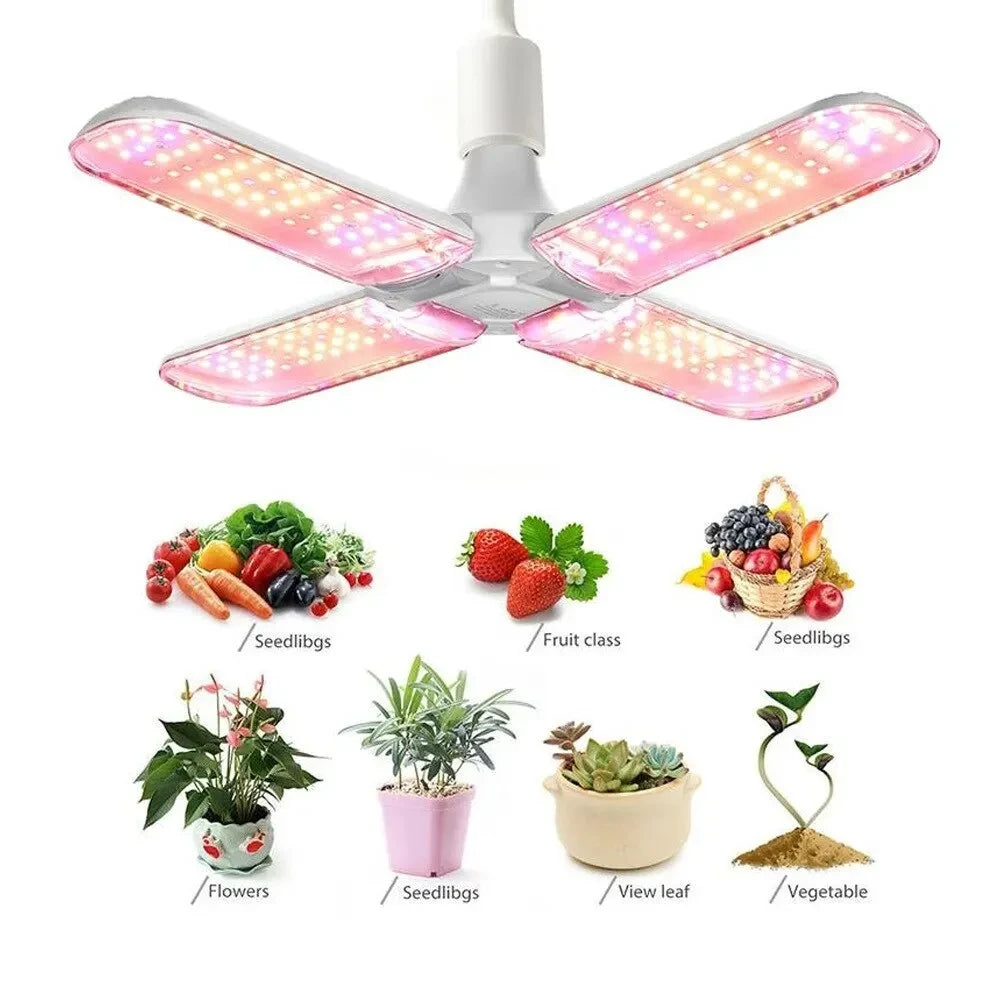 48W Fan Leaf Foldable LED Grow Light Full Spectrum E27 Plant Growing