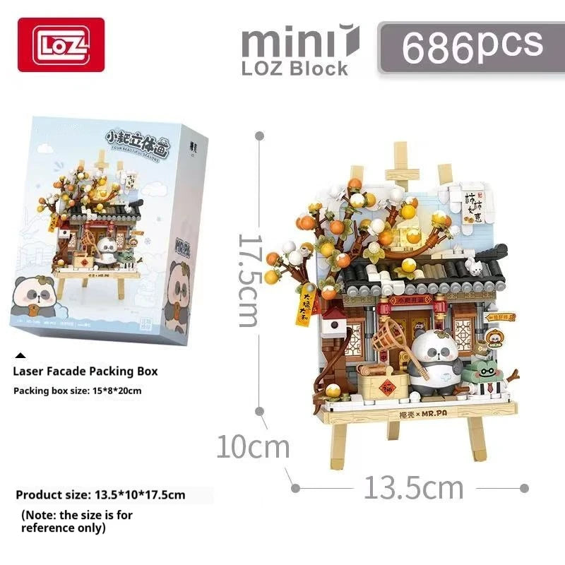 LOZ Four Seasons Scene Panda Stereo Model Assembled Ornaments Building Block Toys Children's Day Toy Gift