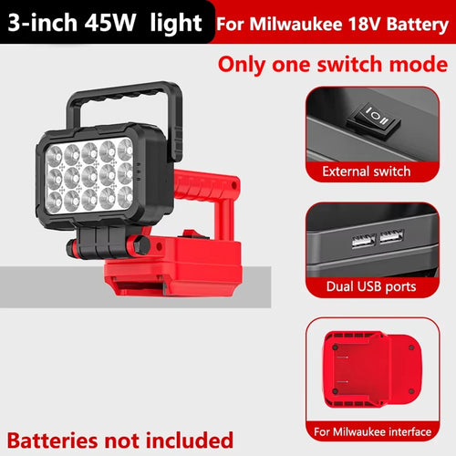 For Makita/Dewalt/Milwaukee 14.4V 18V Li-ion battery 3 inch with Dual