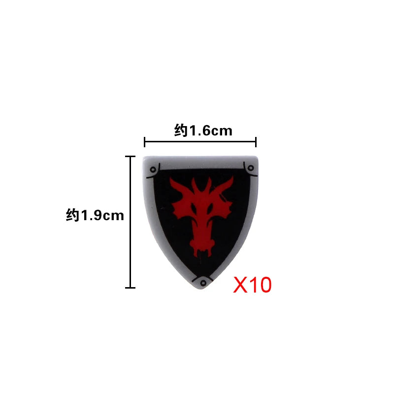Medieval Weapons Accessories Building Blocks Solider Castle Knight Legion Red Lion Black Eagle Armor Cloak Shield Dragon Bricks